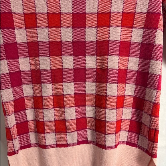 Ann Taylor Pink Red Purple Plaid Short Sleeve Sweater Top - Picture 5 of 14